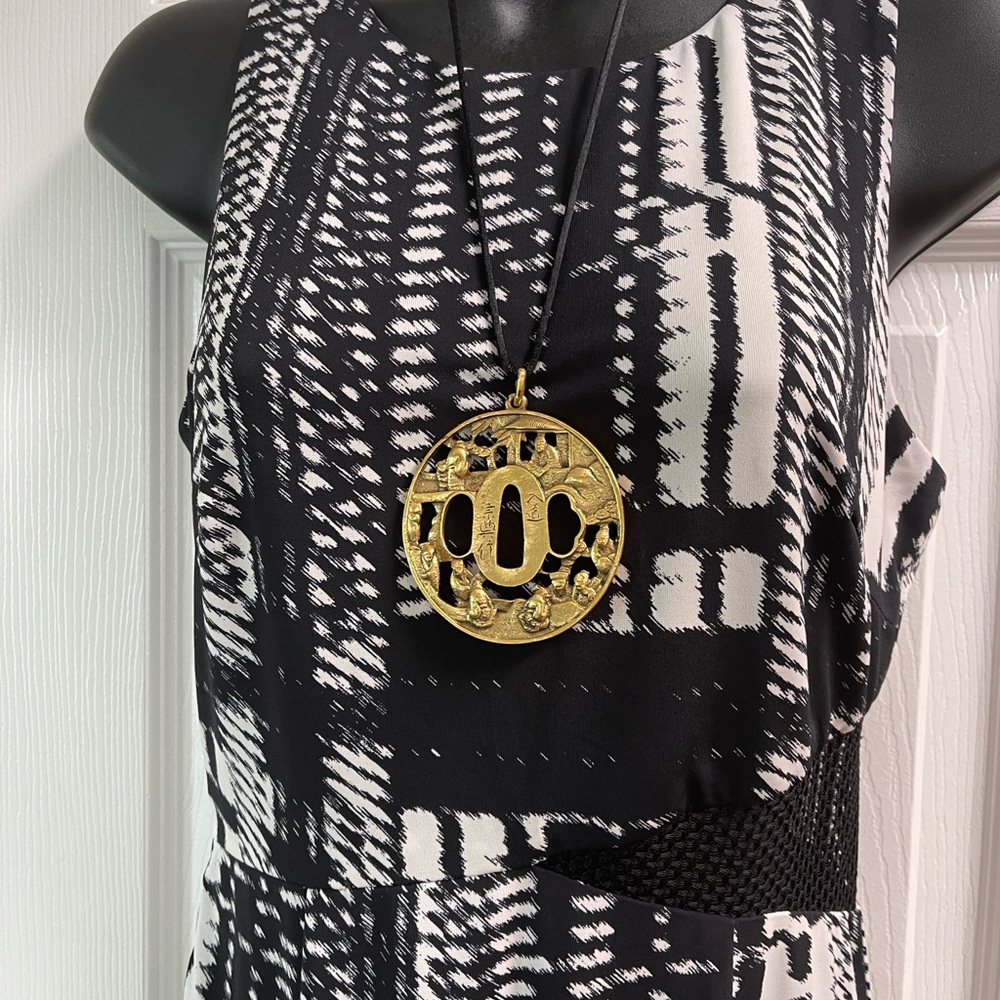 Vintage 70s Brass ALVA MUSEUM Medallion Pendant EUC